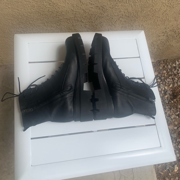 Sam Edelman black leather military combat platform shoelaces boots size 9.5 - Picture 12 of 16